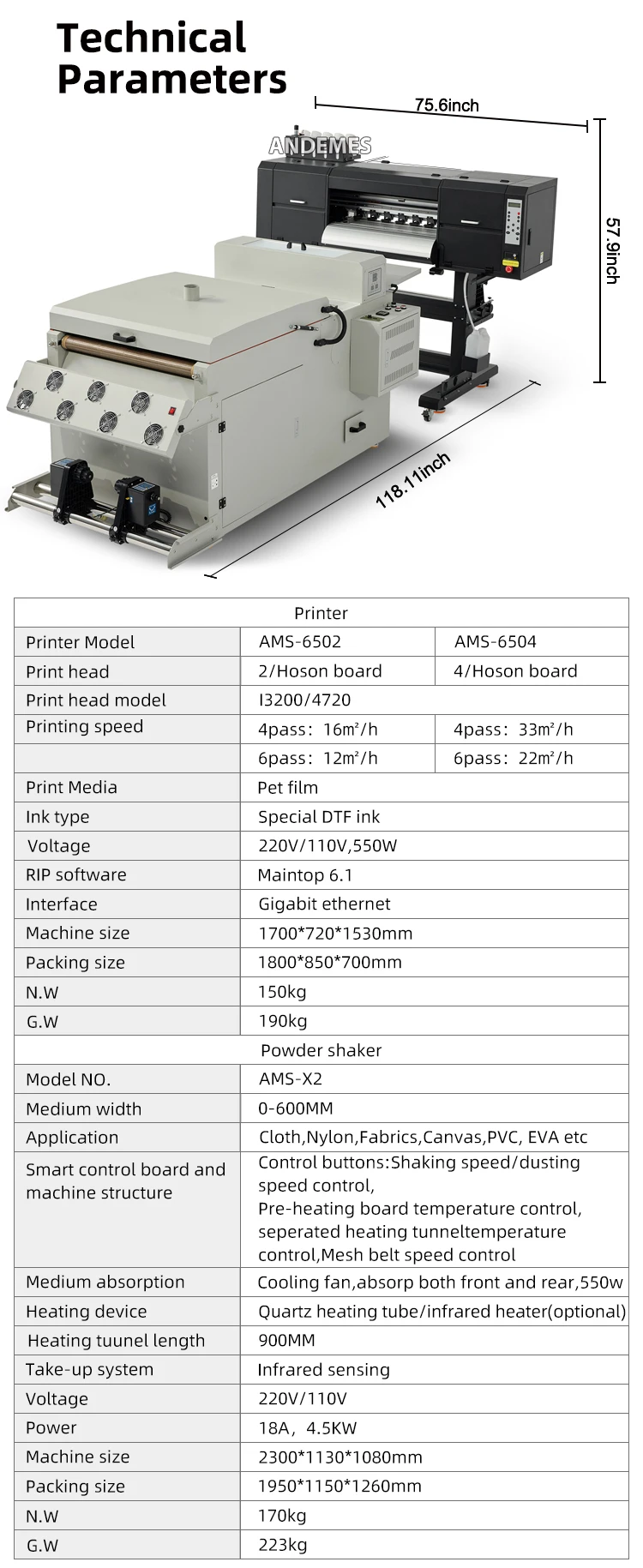 60cm DTF Printer with Dual i3200 Heads and 220V/110V Voltage for High-Speed Direct to Film Printing