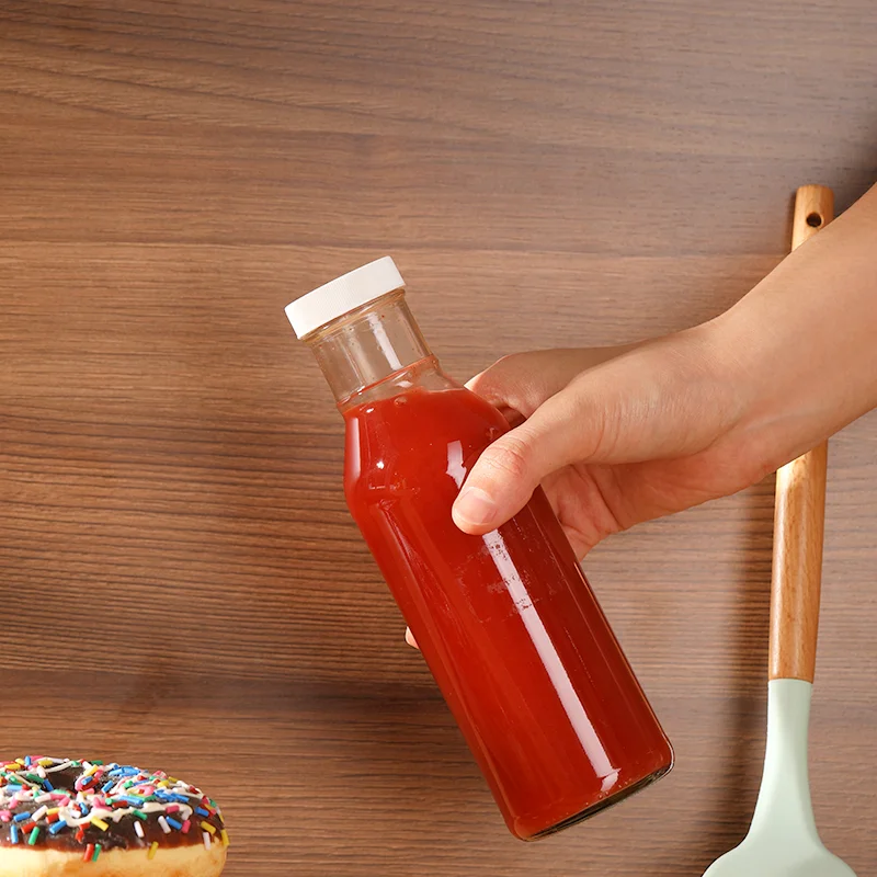 Round Glass Ketchup Bottle 12oz 360ml 16oz 480ml With Tamper Proof Ids