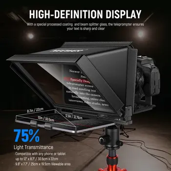 Recording Video and Audio Tv Prompter Hd Display NEEWER X12 Aluminum Teleprompter With RT-110 Remote Control detail image