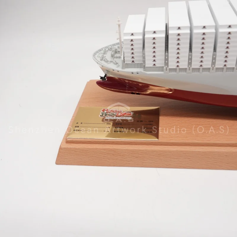 Crafted with exquisite model making techniques, our premium container carrier model perfectly presents full cargo shipment scenarios.Featuring authentic HPG branding, detailed container crane model and standard TEU specification design, it restores real port and shipping operation details with high simulation.Made of sturdy materials with fine finishing, it works great for exhibition displays, office ornaments, logistics teaching and business gifts.We provide custom logos, color customization and bulk production, delivering cost-effective high-quality models for global logistics and marine enterprises.Amber@vesselmodel.com Tel: +86 18038048785