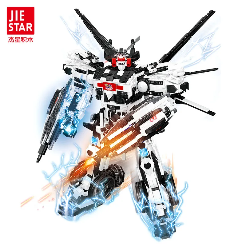 JIE STAR 20100 Special Police Brave Boy Mech Educational Plastic Chinese Building Block Toy Model for Age Range 5 to 7 Years