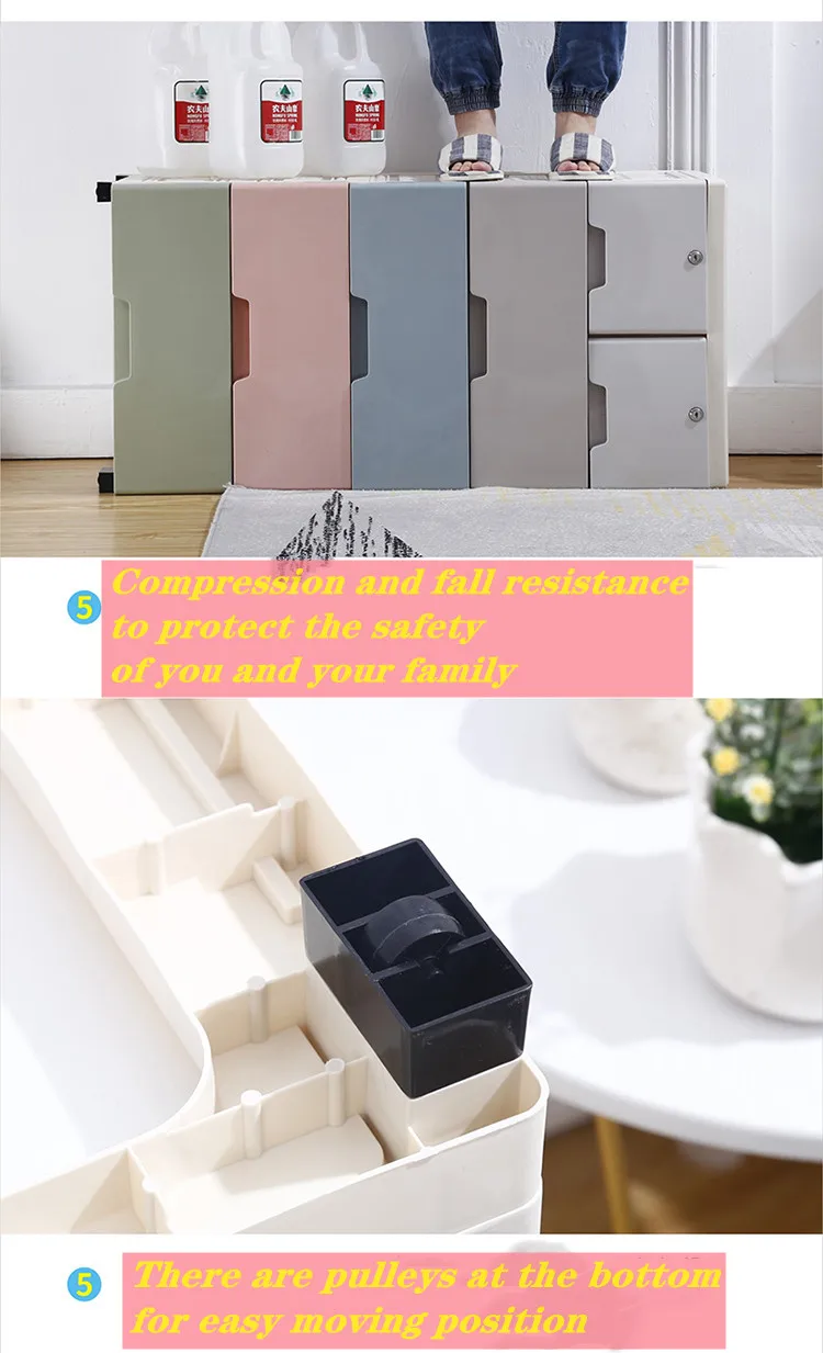 Haogle European Gradient Color Wardrobe 3 Layers Living Room Furniture Bedroom Set Kid Plastics Storage Cabinet Drawers