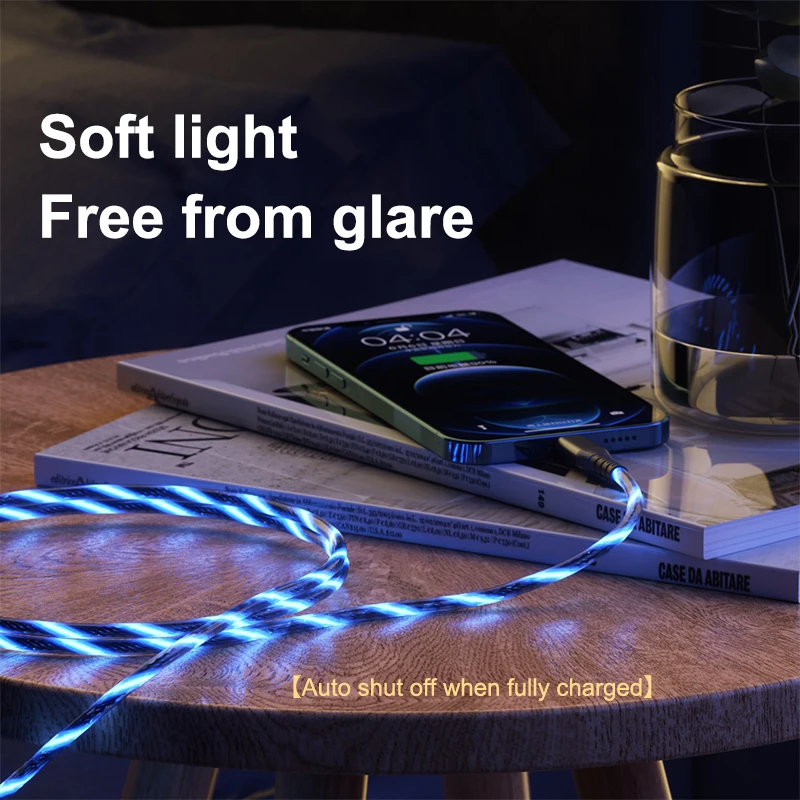 LC5A 100W 5A LED Super Fast Charging Data Cables Quick Charger Glowing Type C to USB C  Cable for Mobile Phone Laptop Tablets