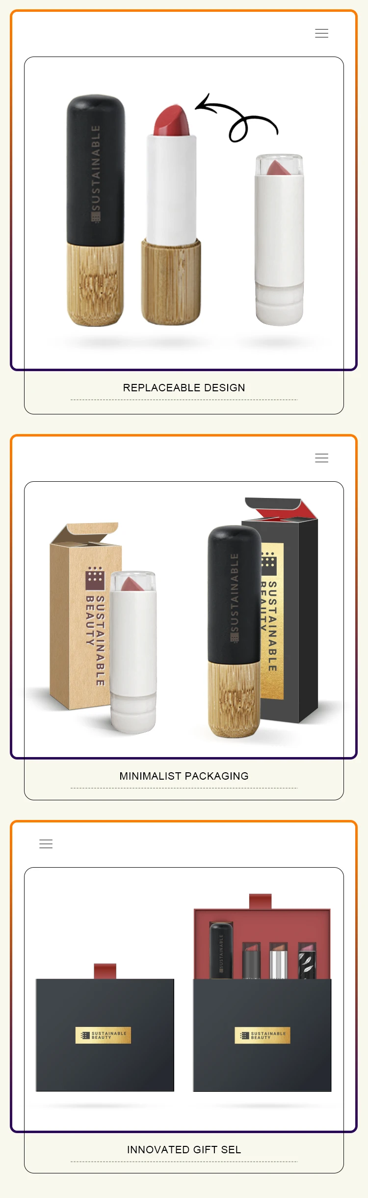 Cosmetics bamboo package packaging biodegradable lip balm tube