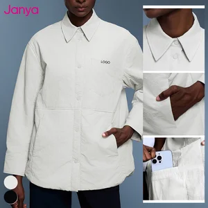Janya Winter Cotton-Padded Outdoor Active Wear Waterproof Solid Loose Long Sleeve Coat Warm Lapel Casual Sports Jacket for Women