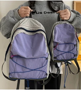 Lightweight Vintage Outdoor Backpack for Men Women Color-Block Hiking Picnic Travel Bag Small Thin Bag for Outdoor Activities