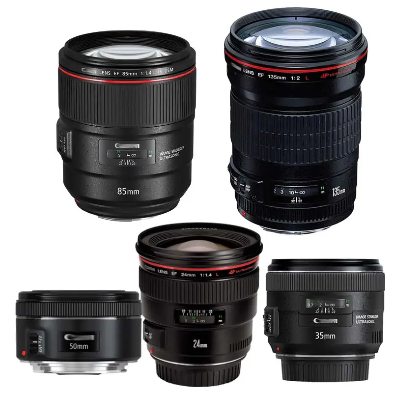 Factory Wholesale Used EF Lens 24mm 35mm 50mm 85mm 135mm Fixed Focus Lens  Portrait Hd Digital Lenses for canon Slr Camera