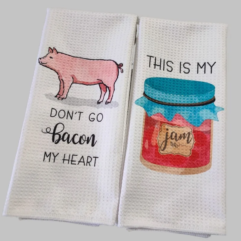 390gsm Sublimation Towel Fabric Waffle Weave Tea Towel Kitchen Blank