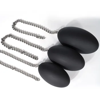 Super Big Luminous Egg Anal Trainer with Steel Chain Fetish Fantasy Adult Sex Toy for Women and Men