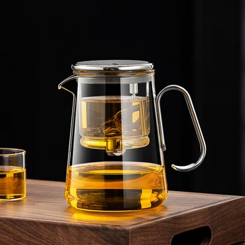 Modern Style Heat-Resistant Magnetic Floating Glass Tea Set Water Separation Inner Liner One-Click Filter Tea Maker Hot Product