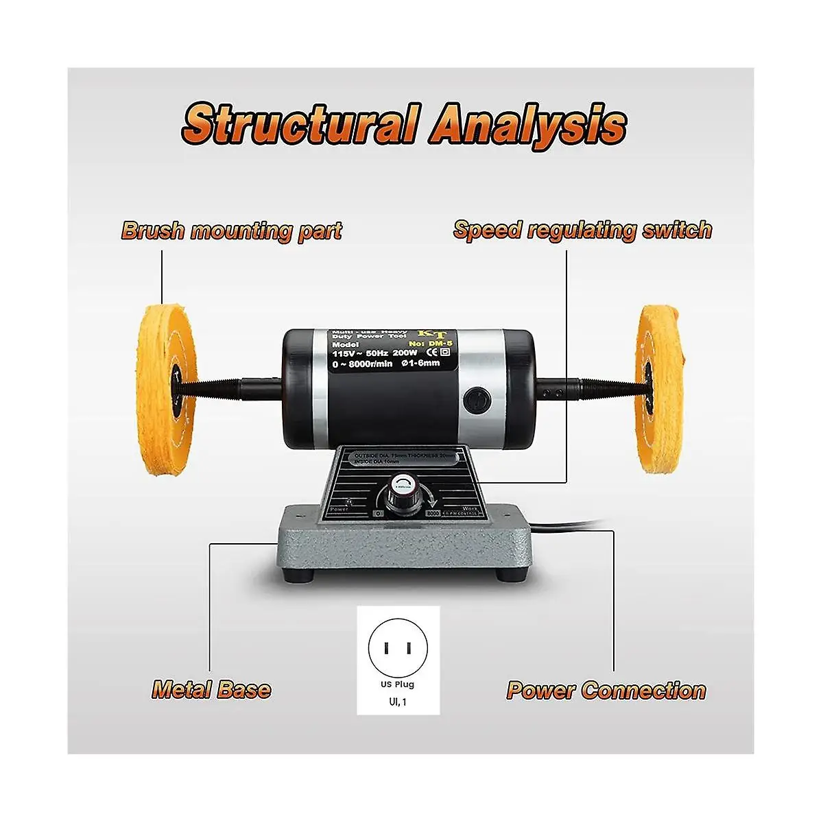 Jewelry Making Tools Buff Polishing Machine with 2 Buff Jewelry Bench Grinder Motor Grinding Machine