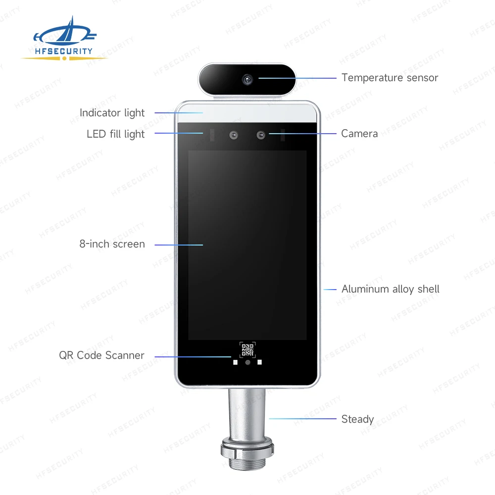 HFSecurity RA08T 3D Face Recognition Temperature Detection Attendance System Face Recognition with Questionnaire Software