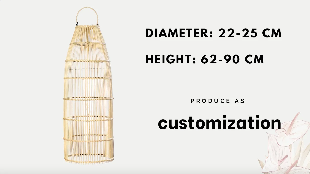 Handwoven Lampshade Natural Rattan Ceilling Light Vietnam Manufacturer