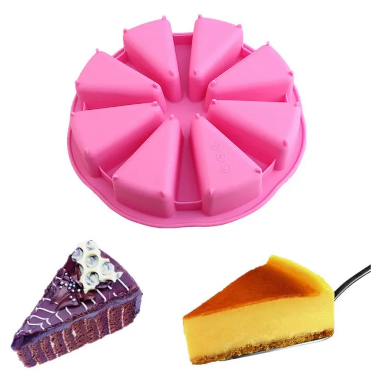 Red + White Pizza Slices Pan Solvang 2 Pack Silicone 8 Triangle Cavities Cake Pan Mold Portion Cake Molds Soap Mould