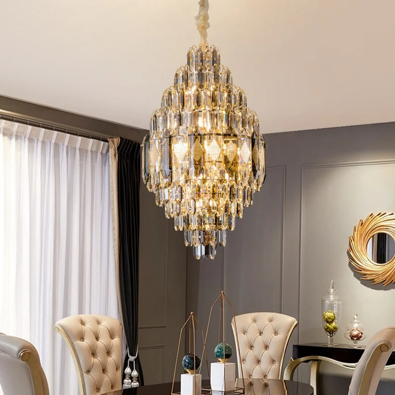 Moderne leicht luxuriöse Loft-Villa-Kronleuchter 2024 neues Modell für Hotel, Bankettsaal und große Treppe – Kristall-LED-Zweckleuchte