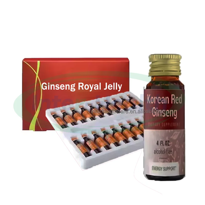 Ausreson OEM Ginseng Oral Liquid and Royal Jelly Energy Halal Ginkgo Biloba Red Panax Ginseng Royal Jelly Drink