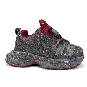 TBS Fashion Girls Dorky Casual Shoes Fancy Sparkle Diamond-Studded Winter Personality Kid's Designer Clunky Sneakers