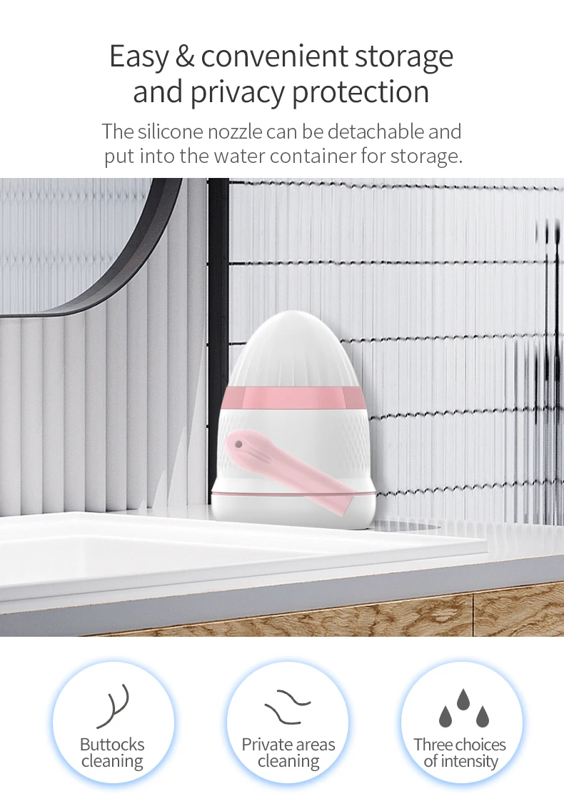 Portable Feminine Care Douche Kit Bidet Rechargeable Bidet with 400ml Bottle, Waterproof Handheld Bidet for Hygiene Care details