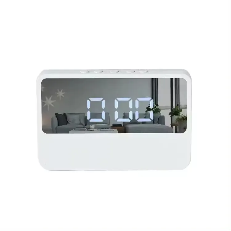 Various Styles Dual Powered for Bedroom Office Table Large Display Electronic Digital LED Mirror Alarm Clock