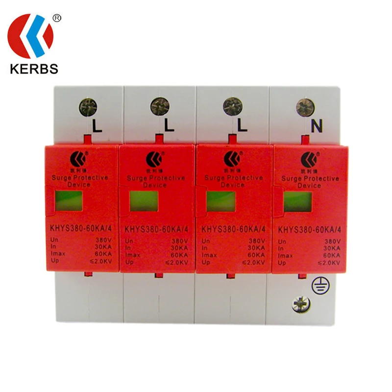 KHYS380-60KA/4 TYPE II 380VAC Three Phase Surge Protector for Temperature Control Devices Voltage Protection