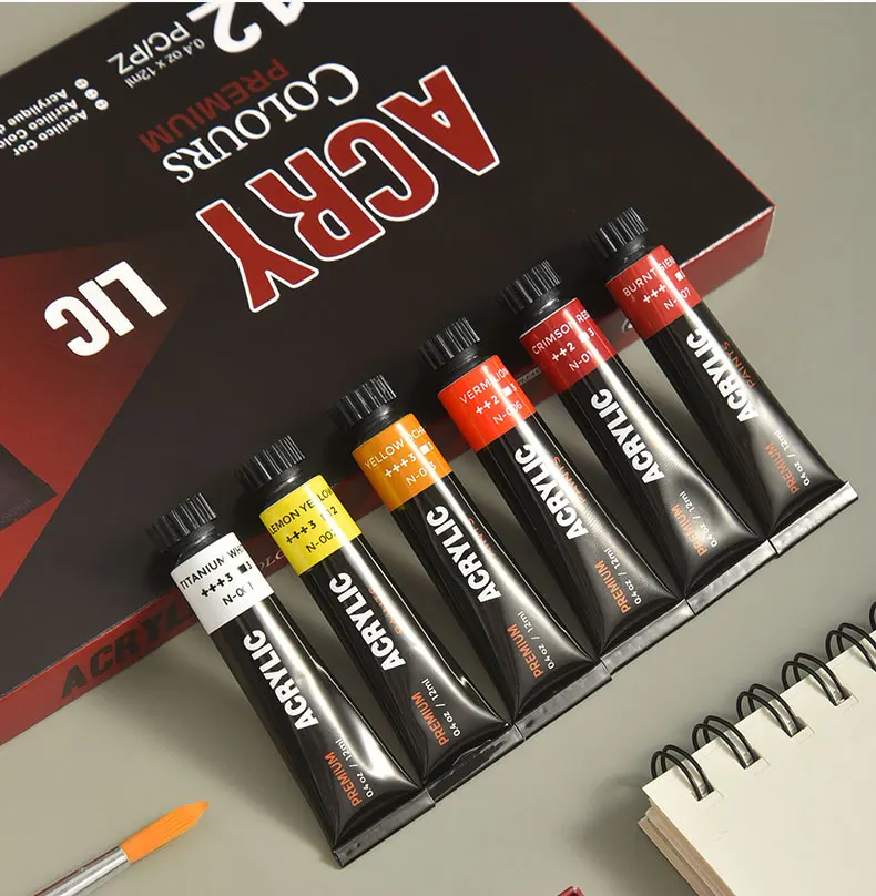 24 Tuben Acrylfarbe Set – 2x12 Farben, Je 12 Ml, Matt, Ideale Grundausstattung Für Künstler & Hobby-Maler