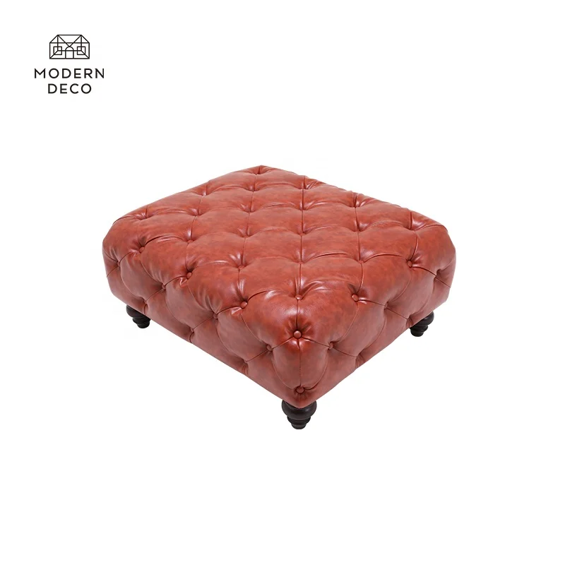 tapak kaki tapak kaki ottoman pouf moden pu lelai tiruan berbintik chesterfield