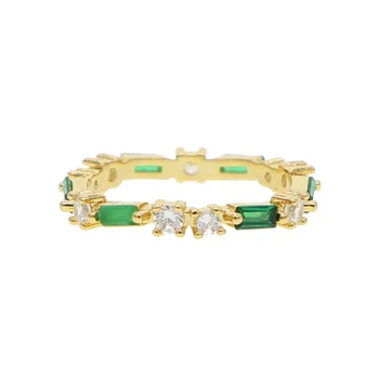 green white cubic zirconia gold plated twisted cz eterniry band ring for women