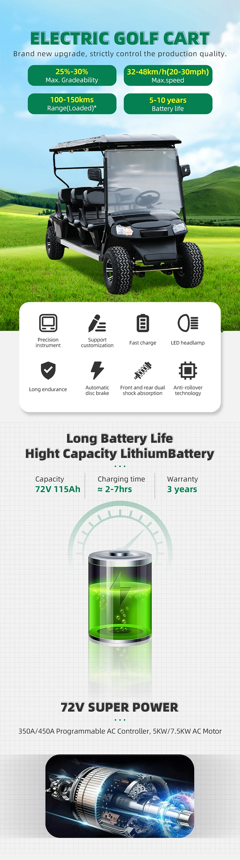 6 Wheel Drive Electric Golf Cart Zone Off Road Electric Golf Cart 4x4