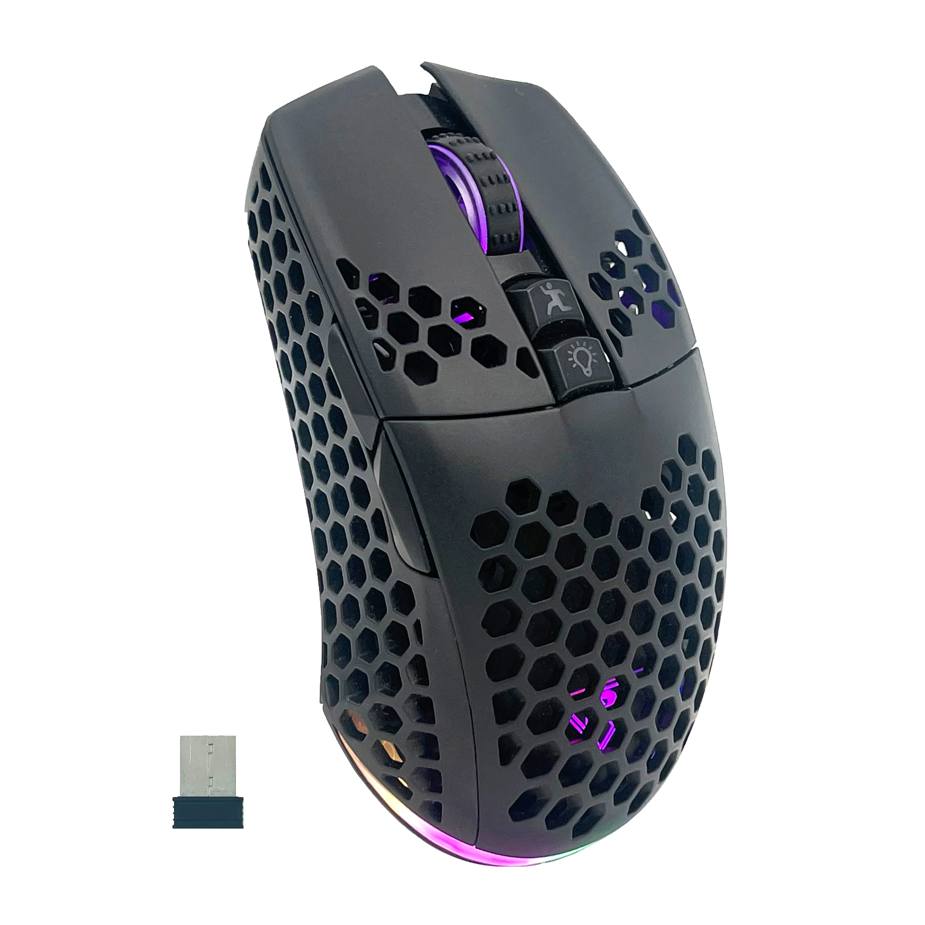 Programmable White Mouse Wireless Lightweight RGB Honeycomb Design Wireless Chargeable