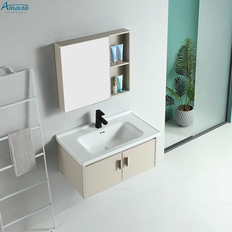 New design wholesale custom two-door modern aluminum furniture wall mounted bathroom cabinet vanity sink manufacture