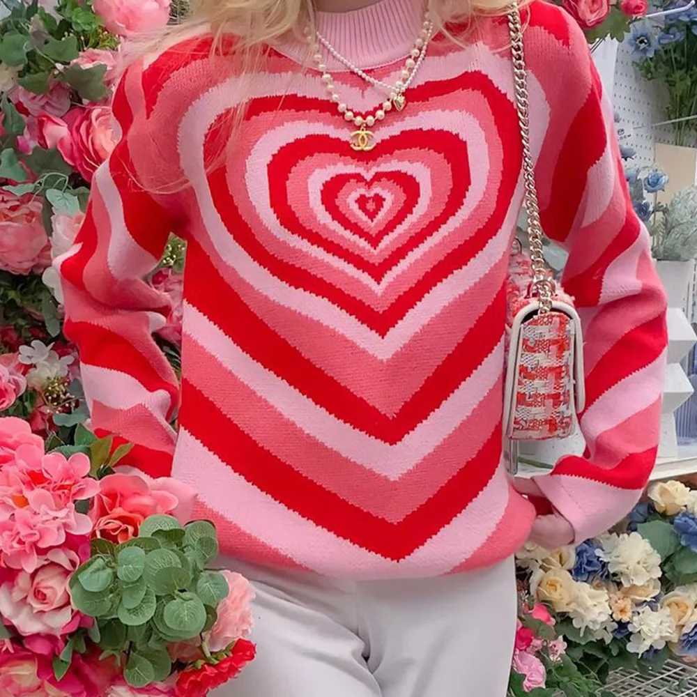 Korean Turtleneck Sweater Heart, Sweater Heart Sleeve