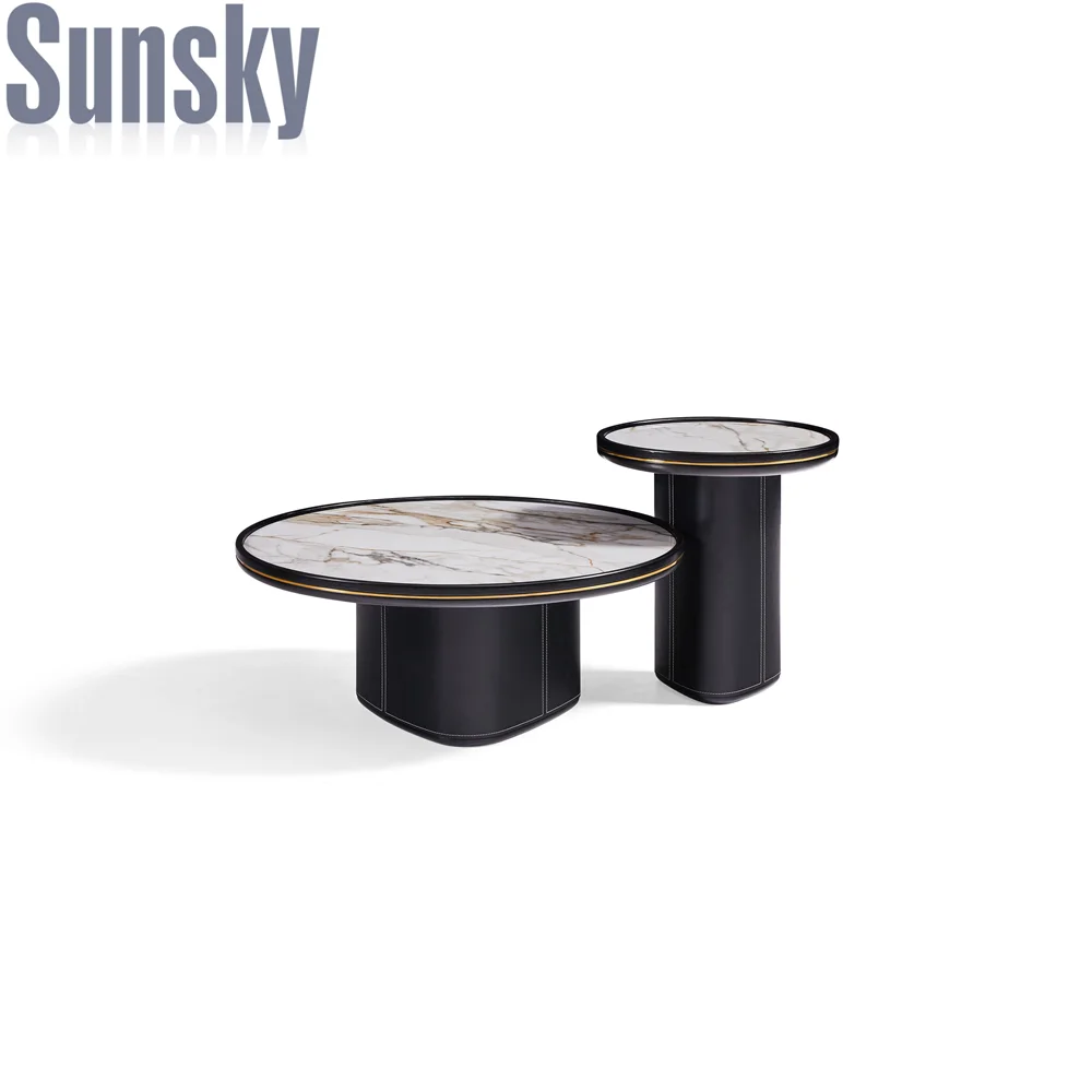 SUNSKY 2022  MDF Material   Style Round 2-piece Set Coffee Tea Table  for Living Room Furniture SK-2125 Series