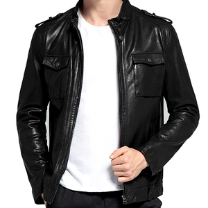 High Quality Motorcycle Leather Jacket Sheep Biker Leather Jacket for Men