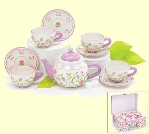 Bright Rose Tea Pot Tea Cup Porcelain Tea Service Children Gift Set