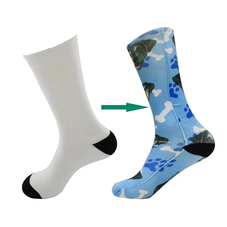 Custom Logo Sublimation White Socks Polyester Crew Men Unisex Different