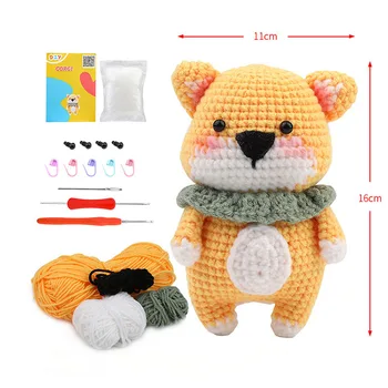 Beginners Simple Handmade Diy Cute Dog Crochet Kits Animal Craft Knitting Dolls Set Kid Toys Gift