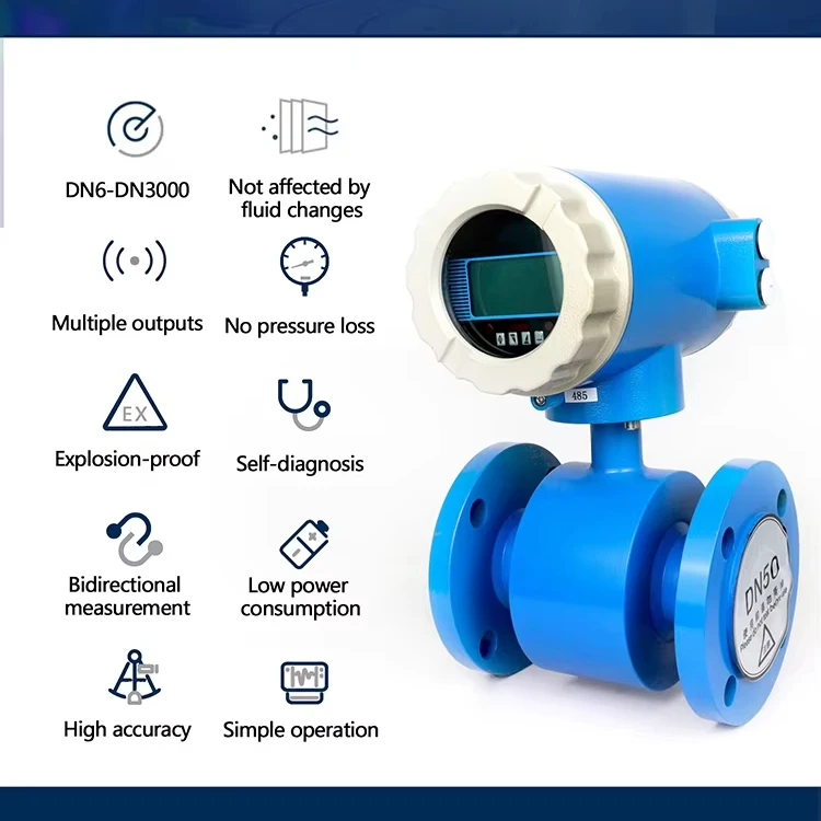 Variable Area Caustic Soda Flexible Pipe Electromagnetic Flow Meter Sea Water Chemical Water Electromagnetic Flow Meter 420Ma