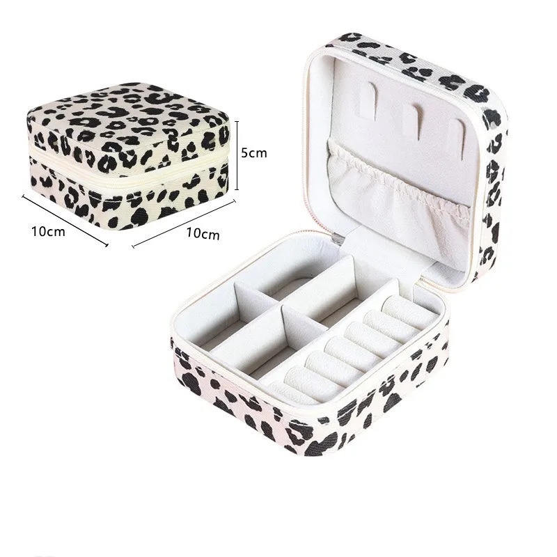 A1 Leopard Print Jewelry Box Portable Velvet Jewelry Packaging Box  Bracelet Earring Ring Jewelry Storage Box joyero organizador