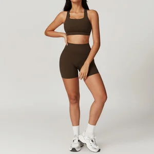 Custom High Quality 2 Pieces Set Quick Dry Sports Wear  Bra and Shorts Gym Wear for Women