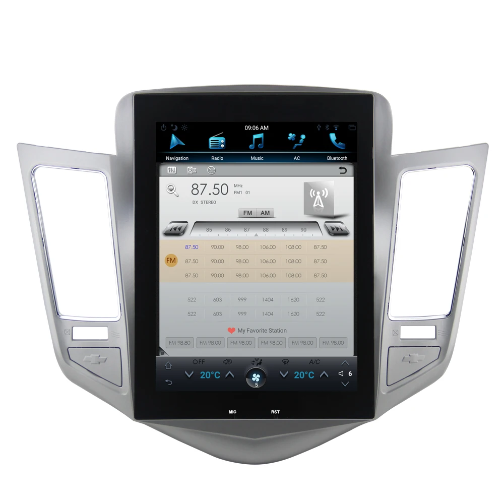 Tesla System Android 12 10.4" Vertical Screen Navigation for chevrolet Cruze Multimedia with Dvd Gps Radio Audio AC Control