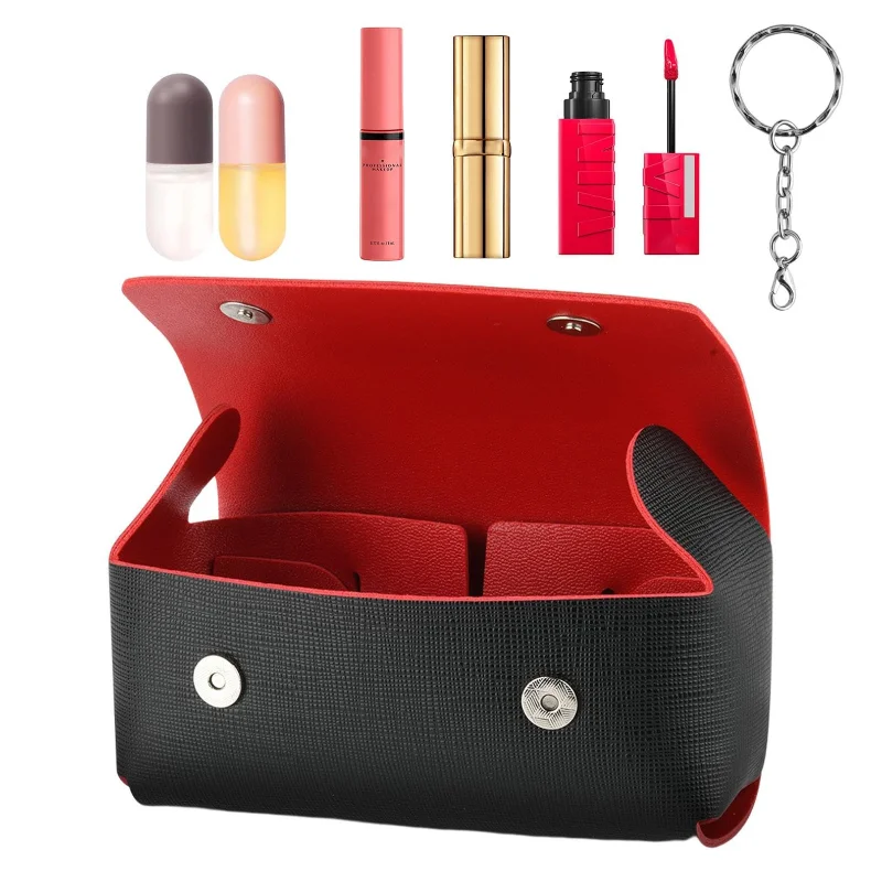 Lipstick Organizer Chapstick Dispenser Stylish PU Leather Lipstick