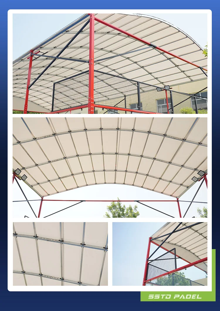 Professional Supplier Hot Dip Galvanized Padel Tennis Court With Canopy Premium Quality Outdoor Panoramic Paddle Court Roof manufacture