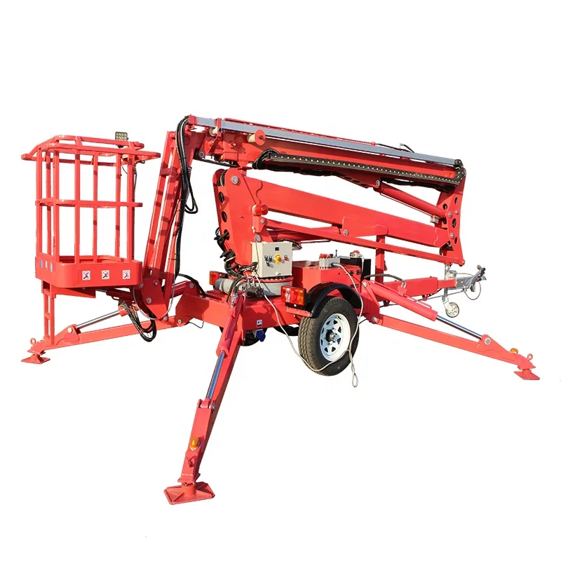Germany Traffic Alko Axles Hydraulic Electric Trailer Cherry Picker Towable Spider Articulated Boom Lift