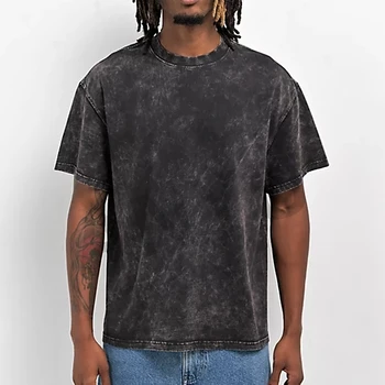 ANYU custom Vintage t shirt 230g 250g Tshirt Oversize men acid wash t shirt dtg print Streetwear acid wash t shirt