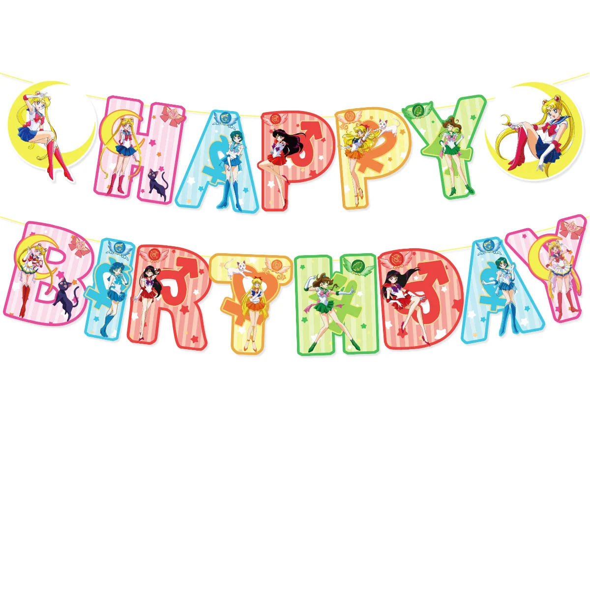 Kit Decorazione Festa Sailor Moon Compleanno - Palloncini, Striscione Buon Compleanno E Toppers Per Torta - 3
