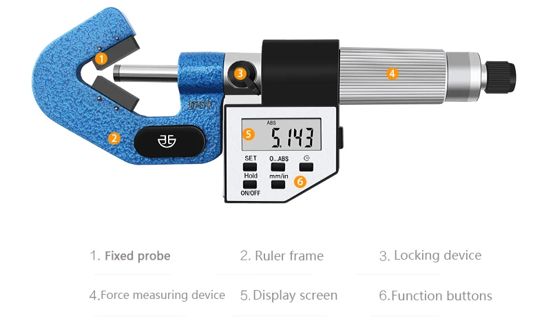 Qinghai Qingliang High-Precision Digital Micrometer Stainless Steel Three Groove Micrometers 1-15mm Range 0.001mm Accuracy