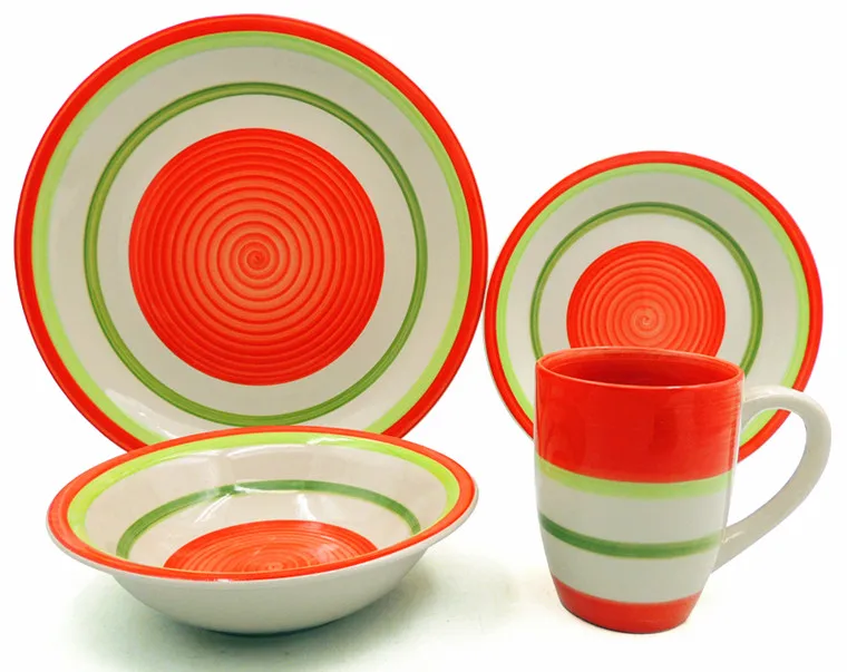 Eco-Friendly Disposable Ceramic Dinnerware Set Double Wall Microwave Safe Transparent Handpainted Bowl