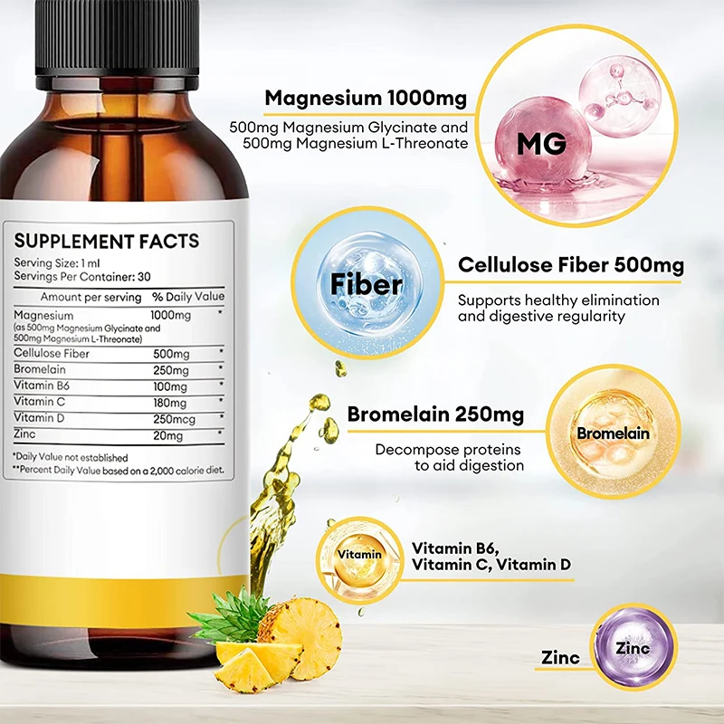 Oem Magnesium Drop Liquid Fiber Vitamin Magnesium Liquid Drops Promotes