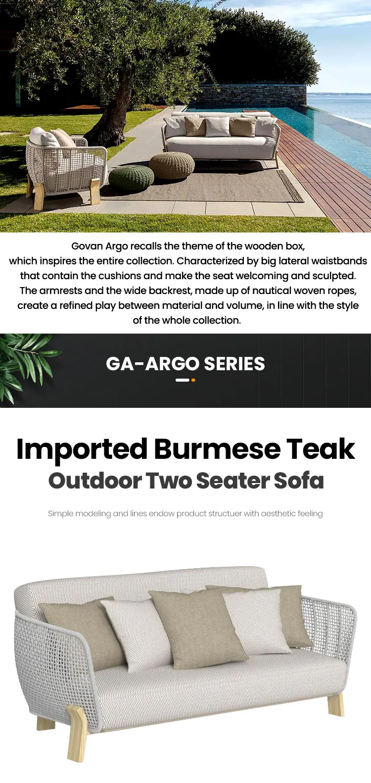 Garden Furniture Modern Style Hotel Patio Leisure Aluminum Outdoor Two