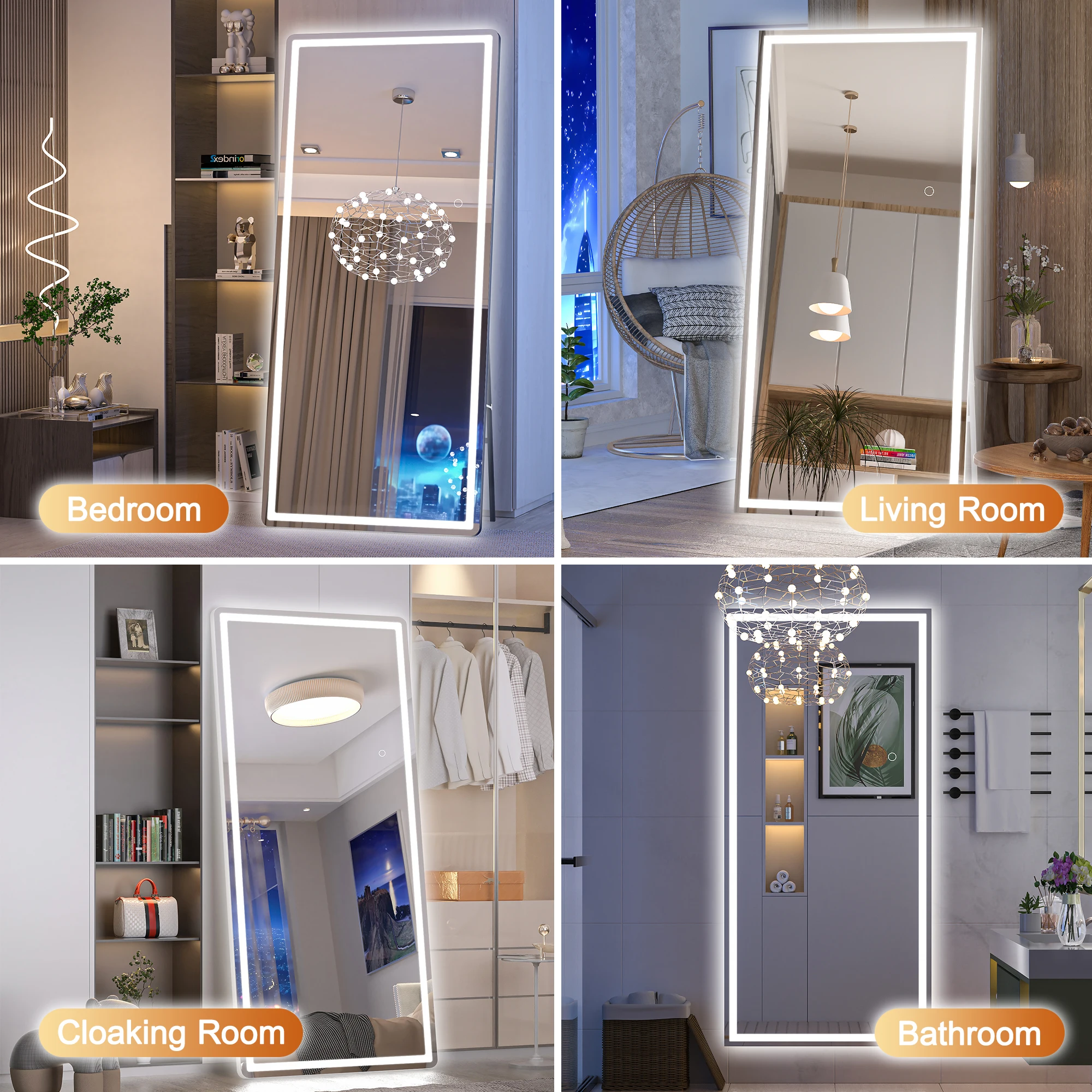 Wall Mounted Led Salon Mirror Light Smart Mirror Rectangle Illuminated